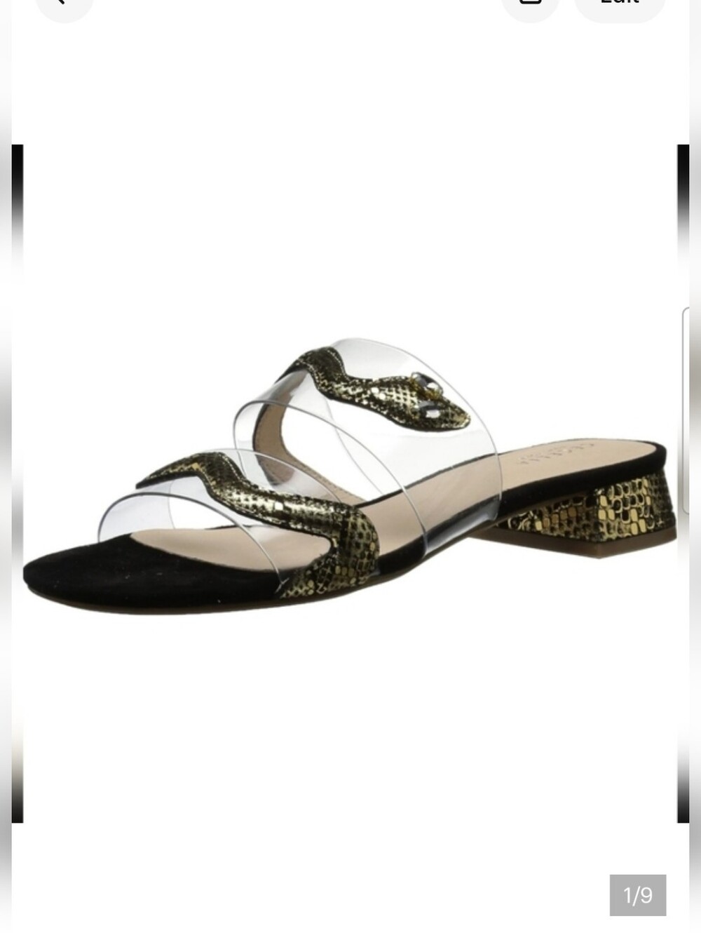 Cecelia New York Gold Black Fun Funky Snake Slide Danica Sandal Size 7